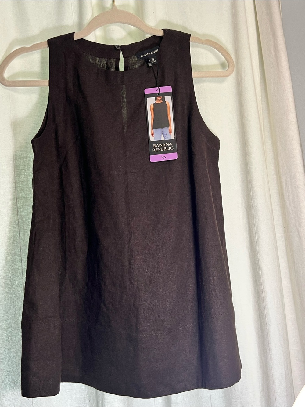 Banana Republic Dark Brown Sleeveless Linen-Blend Top